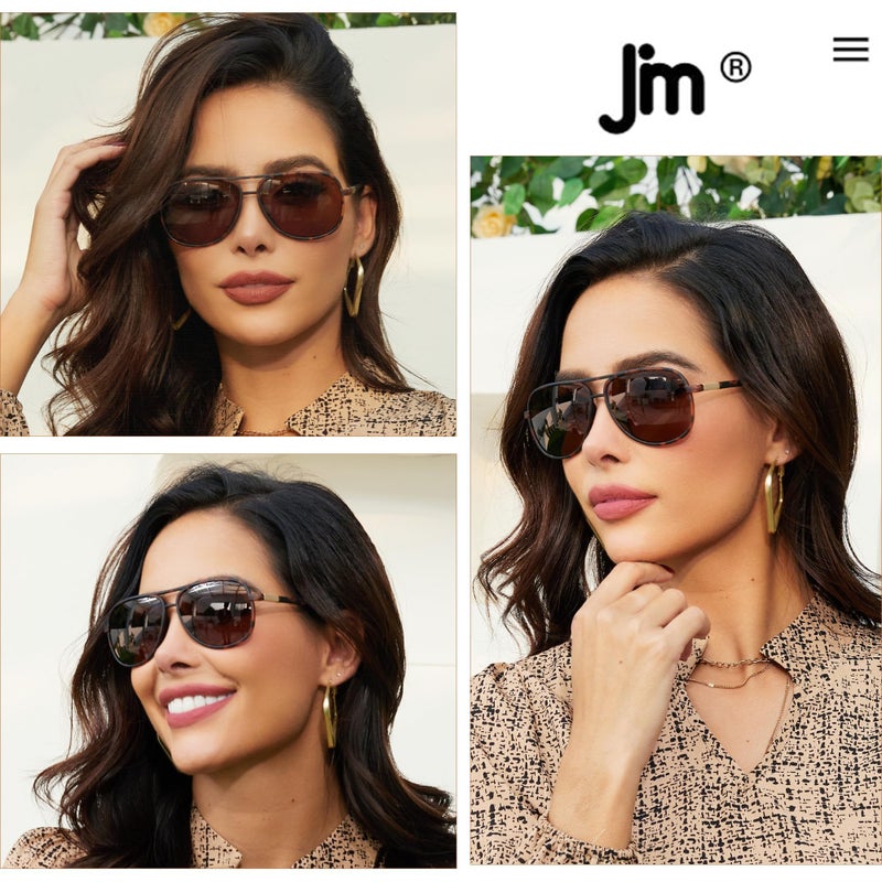 JM Retro Polarized Aviator Sunglasses for Men Women Tangle Free Oversized Plastic Sunglasses UV400 Protection (Tortoise/Polarized Brown) - Image 2